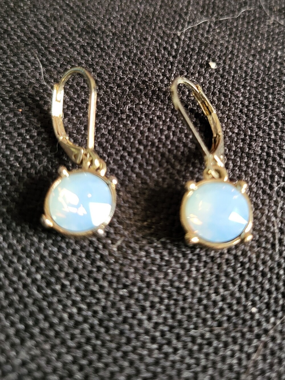 MOONSTONE GOLD TONE LEVERBACK EARRINGS